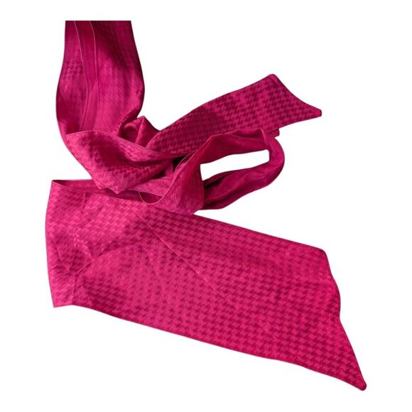 Vintage Embroidered Pure Silk Fuchsia Pink Midi Dress - Picture 17 of 17